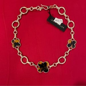 Ann Taylor necklace with gold tone and tortoise shell colored icons. NWT.